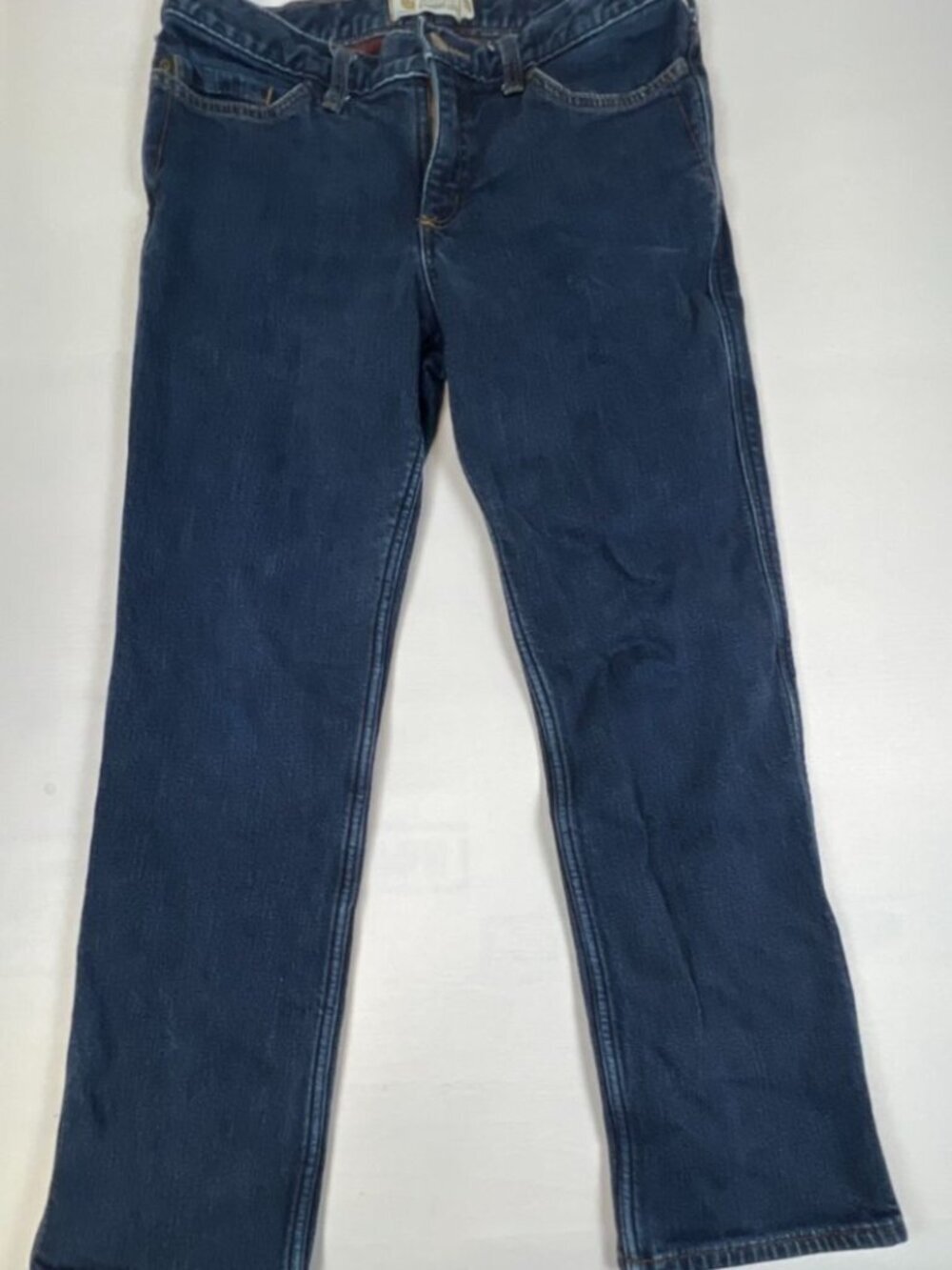 Carhartt Women 10 Short Flannel Lined Blue Denim Original Fit Straight Leg Jeans
